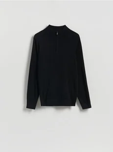 Reserved - Sweter z zapinanym golfem - czarny - Swetry męskie - miniaturka - grafika 1