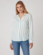 Koszule damskie - Koszula Damska Wrangler Stripe Shirt Carribean Sea W5R6Tib13-S - miniaturka - grafika 1