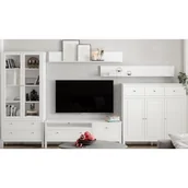 Komplety wypoczynkowe - Biały zestaw mebli z witryną do salonu T7-B04 - miniaturka - grafika 1