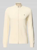 Swetry męskie - Kardigan z zamkiem błyskawicznym dwustronnym i wyhaftowanym logo - miniaturka - grafika 1