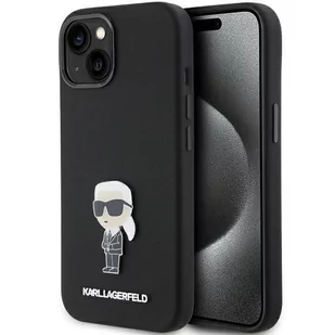 Etui Karl Lagerfeld KLHCP15SSMHKNPK Apple iPhone 15 Silicone Ikonik Metal Pin czarny/black - Etui i futerały do telefonów - miniaturka - grafika 1