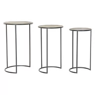 Ławy i stoliki kawowe - Emaga Komplet 3 Stolików DKD Home Decor Jodła Naturalny Czarny Metal Vintage (40 x 40 x 66 cm) (3 pcs) - miniaturka - grafika 1