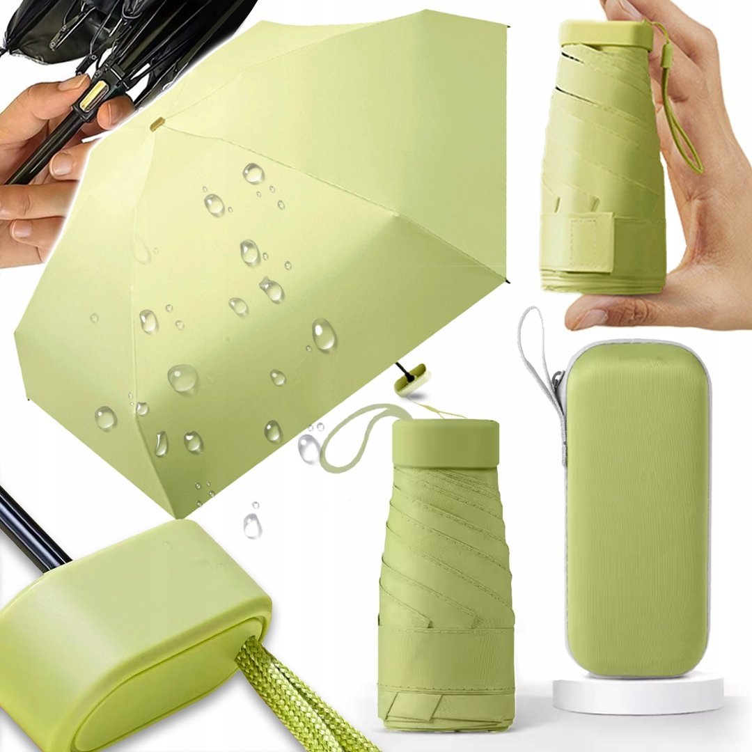 MINI SKŁADANY PARASOL MANUALNY KIESZONKOWY KOMPAKTOWY ETUI ZIELONY