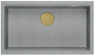 Zlewozmywaki - QUADRON Zlewozmywak (76x44) DASH 110 szary, elementy złote HQD7644U5_PVDG1_U - miniaturka - grafika 1