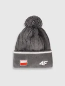 Czapki męskie - 4F Czapka zimowa z wełną merino uniseks - szara S - miniaturka - grafika 1