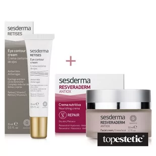 Sesderma Resveraderm Facial Cream + Retises 0,05% ZESTAW Krem przeciwstarzeniowy 50 ml + Przeciwzmarszczkowy krem pod oczy 15 ml - Zestawy kosmetyków damskich - miniaturka - grafika 1