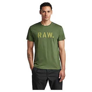 Koszulki męskie - G-STAR RAW Stencil Raw T-shirt męski, Zielony (Dk Nuri Green D22205-336-3476), XS - grafika 1