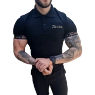 Koszulki sportowe męskie - FURIA Koszulka Męska Polo Taśma Black/Gold - miniaturka - grafika 1