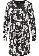 Sukienki - faina Sukienka midi z nadrukiem kwiatowym damska 19223064, czarny biały, S - miniaturka - grafika 1