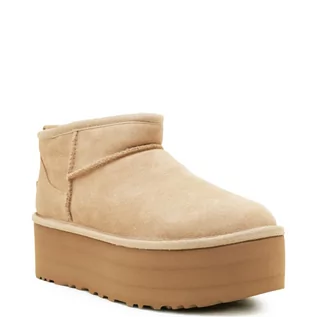 Śniegowce damskie - UGG Skórzane śniegowce W CLASSIC ULTRA MINI | z dodatkiem wełny - grafika 1