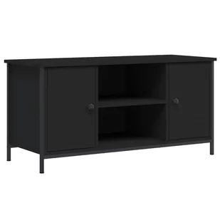Szafka pod TV, czarna, 100x40x50 cm, materiał drewnopochodny Lumarko! - Szafki RTV - miniaturka - grafika 3