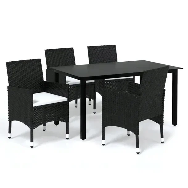 Komplet mebli ogrodowych czarny, stół 150x90x74 cm, krzesła 53x58x84 cm