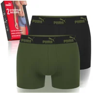 Majtki męskie - PUMA Bokserki Męskie 2 Sztuki Bawełna Zielone Black Khaki Logo Rozmiar XXL - miniaturka - grafika 1