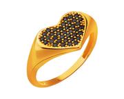 Sygnety - Złoty pierścionek z cyrkoniami - sygnet - serce - miniaturka - grafika 1