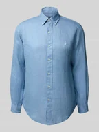 Koszule męskie - Koszula lniana o kroju regular fit z kołnierzykiem typu button down - miniaturka - grafika 1