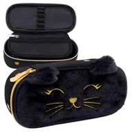 Piórniki - Astra Piórnik Szkolny Saszetka Etui Na Przybory Szkolne Miękka Puszysta Fluffy Kitty Black - miniaturka - grafika 1