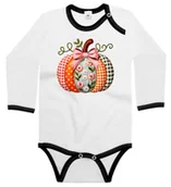 Body dla niemowląt - Body dziecięce Patchworkowa Dynia W Kratkę Kwiaty Dzień Dyni 74/80 - miniaturka - grafika 1