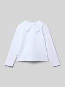 Koszulki dla dziewczynek - Bluzka z długim rękawem o kroju regular fit z czystej bawełny model ‘Knit’ - miniaturka - grafika 1