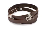 Bransoletki - Długa Skórzana Bransoletka Z Czaszkami Rock - miniaturka - grafika 1