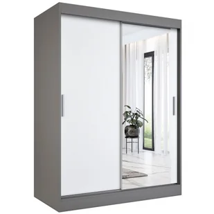 Szafa przesuwna antracyt + biały 150 cm biały połysk K8-H24 - Szafy - miniaturka - grafika 1