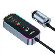 Ładowarki samochodowe - Ładowarka samochodowa Toocki 4xUSB + USB-C, 105W (szara) - miniaturka - grafika 1