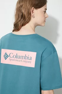Koszulki męskie - Columbia t-shirt bawełniany North Cascades męski kolor turkusowy z nadrukiem 1834041 - grafika 1