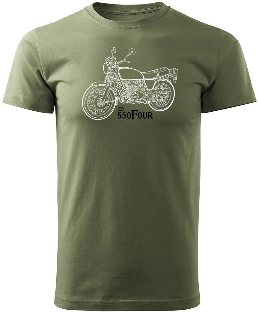 Koszulka z motocyklem na motor Honda 550 Four legend męska khaki REGULAR S