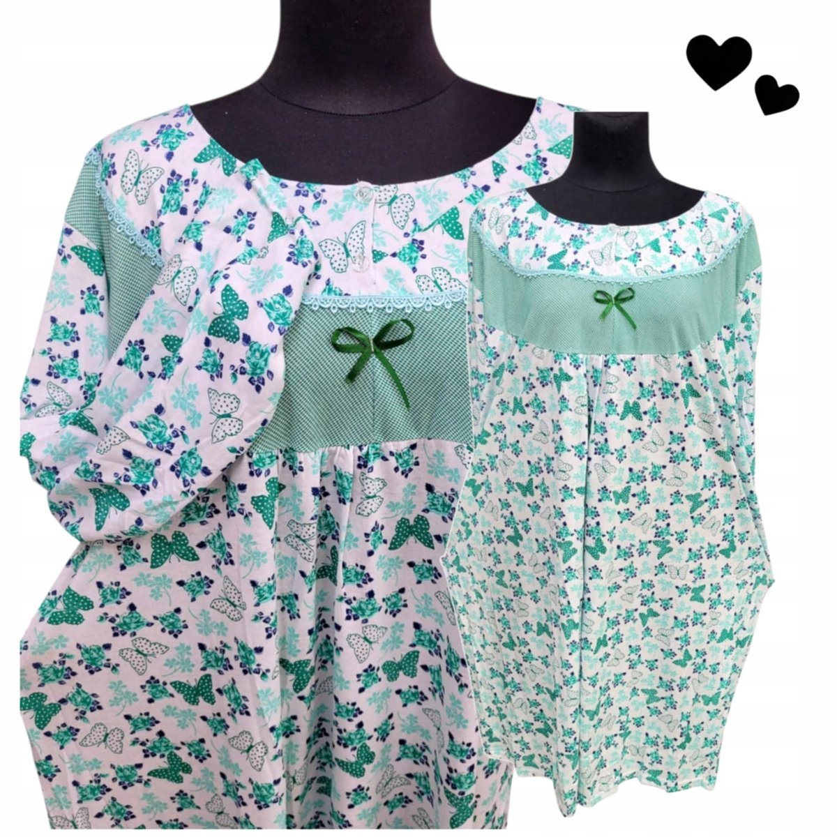 KOSZULA NOCNA MOTYL luźna bawełna długi rękaw prezent piżama 50 52 5XL 6XL