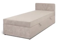 Łóżka - Beżowe pojedyncze łóżko tapicerowane z pojemnikiem E2-R43 - miniaturka - grafika 1