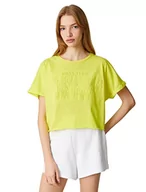 Koszulki i topy damskie - Koton Koszulka damska Crop Oversized Short Sleeve Crew Neck, Zielony (788), S - miniaturka - grafika 1