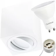 Lampy pozostałe - Oprawa Natynkowa HALOGENOWA Tuba Spot AMAT-M Kwadratowa 84mm + LED GU10 6W Ciepła barwa LUMILED - miniaturka - grafika 1