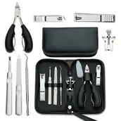 Akcesoria do paznokci - Molly Lac Zestaw 20 akcesoriów kosmetycznych do manicure, pedicure i zabiegów na twarz w czarnym etui - CC00512 - miniaturka - grafika 1