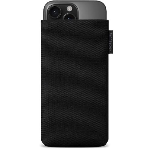 Adore June Etui na telefon komórkowy Classic z recyklingu, czarne, kompatybilne z iPhone 16 Pro 2024, nowoczesne, ekologiczne materiały R-PES, wyprodukowano w Europie