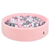 Suche baseny - KiddyMoon, suchy basen okrągły z piłeczkami 7cm 120x30 różowy: biały-szary-pudrowy róż 120x30/300piłek - miniaturka - grafika 1