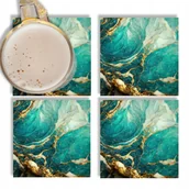 Gadżety dla niej i dla niego - Zestaw Podkładki Szklane pod Kubek 4 Szt Mix Wzory - miniaturka - grafika 1