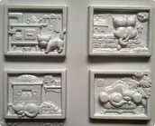 Akcesoria rzeźbiarskie - Forma do odlewów gipsu, obrazki kotki, 4 elementy - miniaturka - grafika 1