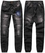 Spodnie męskie - Spodnie jeansowe męskie joggery czarne Recea - miniaturka - grafika 1