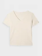 Koszulki sportowe damskie - Damski t-shirt basic 4F 4FWAW24TTSHF1649 - biały - miniaturka - grafika 1