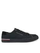 Trampki męskie - Tommy Hilfiger Tenisówki Core Corporate Vulc Canvas FM0FM05398 Czarny - miniaturka - grafika 1