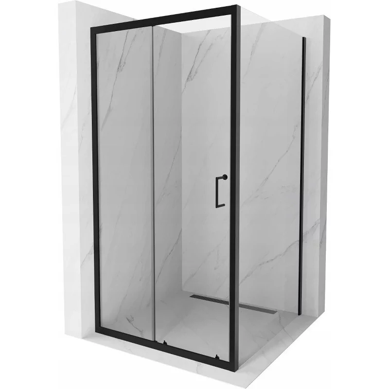 Mexen Apia kabina prysznicowa rozsuwana 90x90 cm, transparent, czarna