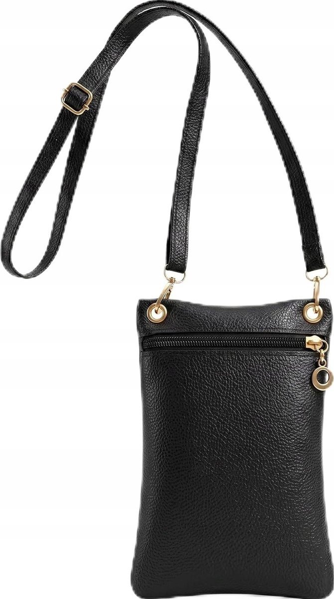 TOREBKA NA TELEFON 19X125X1CM CZARNA PORTFEL PASEK NA RAMIĘ ELEGANCKA