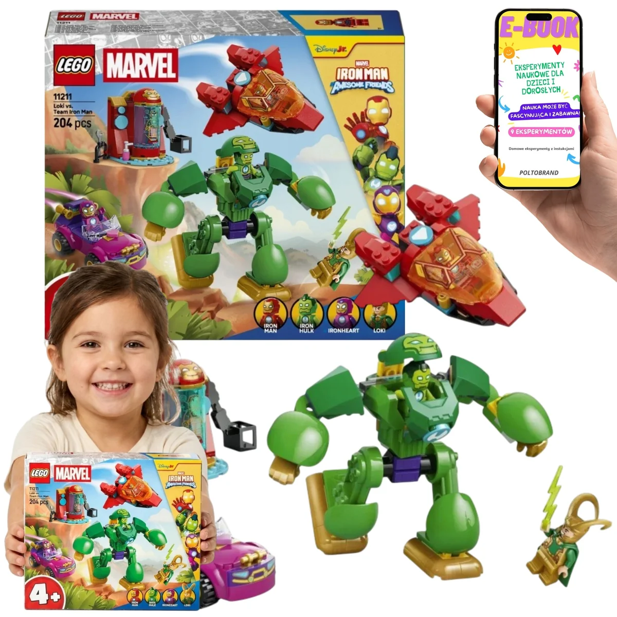 LEGO Disney Junior Marvel Loki Kontra Drużyna Iron Mana 11211 Klocki z 4 Minifigurkami Prezent Dla Dziecka