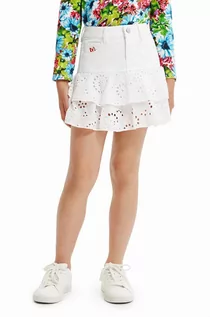 Sukienki i spódniczki dla dziewczynek - Desigual spódnica dziecięca kolor biały mini rozkloszowana - grafika 1