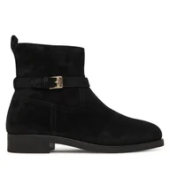 Botki damskie - Botki Tommy Hilfiger Th Buckle Riding Suede Bootie FW0FW09047 Czarny - miniaturka - grafika 1