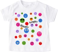 Koszulki dla dziewczynek - Koszulka w kolorowe kropki na DZIEŃ KROPKI z napisem DZIEŃ KROPKI - miniaturka - grafika 1