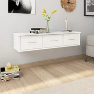 Półki do salonu - vidaXL vidaXL Półka ścienna z szufladami, biała, 90x26x18,5 cm, płyta wiórowa - miniaturka - grafika 1