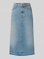 Spódnice - Rozkloszowana spódnica jeansowa z czystej Bawełna - miniaturka - grafika 1