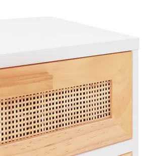 Lumarko Szafka nocna, biała, lite drewno sosnowe i naturalny rattan - Szafki nocne - miniaturka - grafika 8