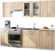 Szafki kuchenne - ZESTAW KUCHENNY Z WITRYNĄ LIMA 2.4M H720 BIAŁY / DĄB SONOMA - miniaturka - grafika 1