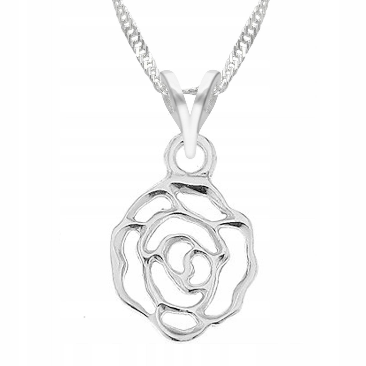 Naszyjnik Srebrny z Kwiatem Różą Kwiat Kwiatek Flower Natura SREBRO 925